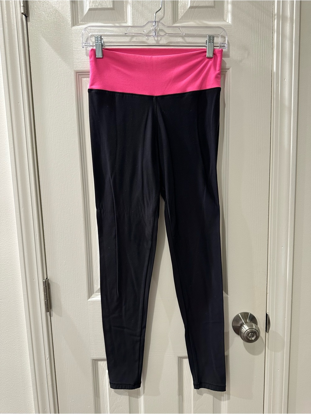 Pink Salmon Black Leggings with Pink Waistband